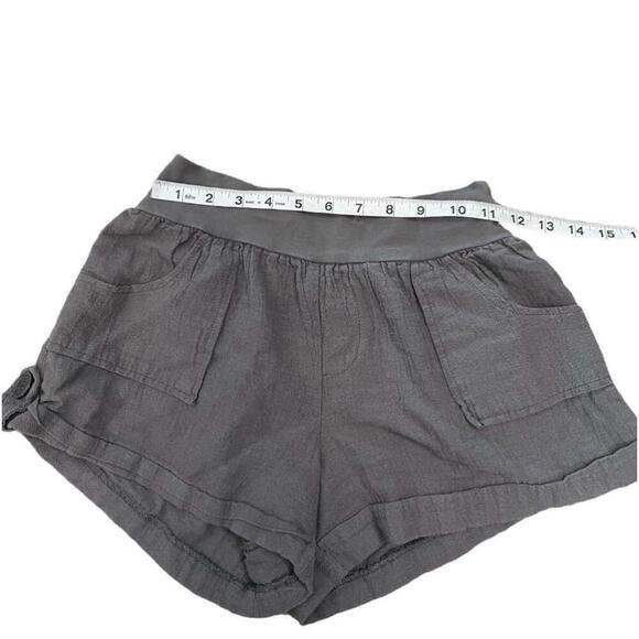 Grey Elastic High Rise Waist Cuffed Mini Short S - Picture 6 of 7